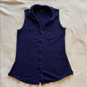 LOFT sleeveless collared button down